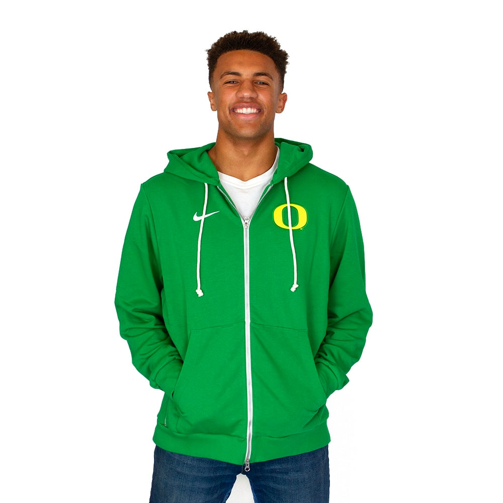 Classic Oregon O, Nike, Green, Full Zip, Performance/Dri-FIT, Men, Football, Sideline, Hooded, Sweatshirt, 926082
